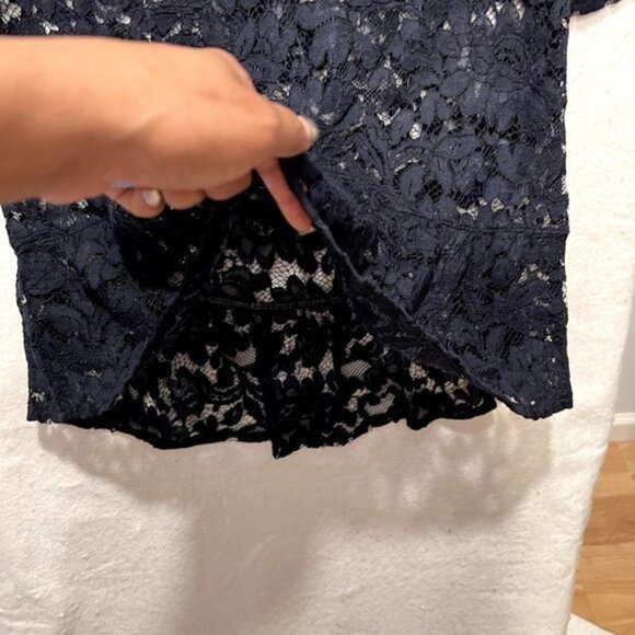 LOFT Womens Tops Size S Navy Lace Short Sleeve - Picture 5 of 6